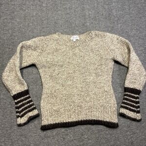 Fioreblu Alpaca Wool Knit Sweater Women Small Brown Striped Cuff Flare Italy
